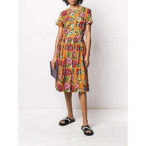 Marni Floral Print Midi Dress - Yellow and Pink